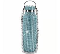Gourde Inox 500ml, Thermos En Acier Inoxydable Strass Brillant, Bouteille Isotherme Reutilisable, IsolantGarde Froid 24H Ou Chaud 12H (blue,500lm)