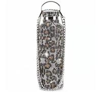 Gourde Inox 500ml, Thermos En Acier Inoxydable Strass Brillant, Bouteille Isotherme Reutilisable, IsolantGarde Froid 24H Ou Chaud 12H (Leopard Gold,500lm)