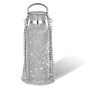 Gourde Inox 500ml, Thermos En Acier Inoxydable Strass Brillant, Bouteille Isotherme Reutilisable, IsolantGarde Froid 24H Ou Chaud 12H (silver,500lm)