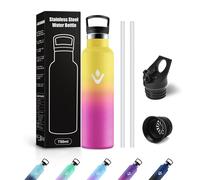 Gourde Inox 750ml, Bouteille d'eau avec Paille, sans BPA, Anti Fuite et Réutilisable, Bouteille pour Bureau, Camping, Travail, Randonnée