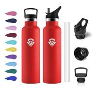 Gourde Inox 750ml, Gourde Acier Inoxydable, Bouteille Isotherme Double Paroi, Bouteille d'eau avec Paille, Étanche et Réutilisable, sans BPA, pour Adulte, Alpinisme, Voyage, Randonnée, Jogging