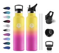 Gourde Inox 750ml, Gourde Acier Inoxydable, Bouteille Isotherme Double Paroi, Bouteille d'eau avec Paille, Étanche et Réutilisable, sans BPA, pour Adulte, Alpinisme, Voyage, Randonnée, Jogging