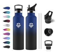 Gourde Inox 750ml, Gourde Acier Inoxydable, Bouteille Isotherme Double Paroi, Bouteille d'eau avec Paille, Étanche et Réutilisable, sans BPA, pour Adulte, Alpinisme, Voyage, Randonnée, Jogging