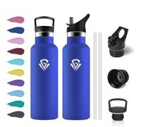 Gourde Inox Enfant 500ml, Gourde Acier Inoxydable, Bouteille Isotherme Double Paroi, Bouteille d'eau avec Paille, Étanche et Réutilisable, sans BPA, pour Adulte, l'école, Voyage, Randonnée, Sport