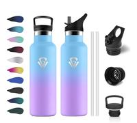 Gourde Inox Enfant 500ml, Gourde Acier Inoxydable, Bouteille Isotherme Double Paroi, Bouteille d'eau avec Paille, Étanche et Réutilisable, sans BPA, pour Adulte, l'école, Voyage, Randonnée, Sport