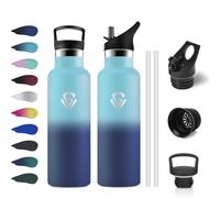 Gourde Inox Enfant 500ml, Gourde Acier Inoxydable, Bouteille Isotherme Double Paroi, Bouteille d'eau avec Paille, Étanche et Réutilisable, sans BPA, pour Adulte, l'école, Voyage, Randonnée, Sport