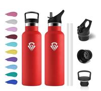 Gourde Inox Enfant 500ml, Gourde Acier Inoxydable, Bouteille Isotherme Double Paroi, Bouteille d'eau avec Paille, Étanche et Réutilisable, sans BPA, pour Adulte, l'école, Voyage, Randonnée, Sport