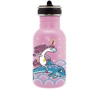 Gourde inox enfant laken basic steel 0,5l rose avec bouchon flow