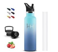 Gourde Isotherme- 0.75l- Gourde Paille, Gourd Inox, Anti Fuite, Gourd Metal, Double Isolation, Acier Inoxydable, Avec Poignée, Bouteille sans Bpa, Bouteille d'eau pour Randonnée, Voyage, Camping