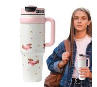 Gourde Isotherme | 1000ml Bécher Anti-Fuites Avec Poignée,Gourde pour École,pour Femmes Hommes Garçons Filles Cafés Boissons Chaudes Froides