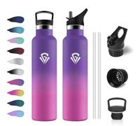 Gourde Isotherme 1L, Bouteille en Acier Inoxydable, Gourde Inox avec Paille, Anti-Fuite, sans BPA, Bouteille Isotherme Double Paroi, Gourde Reutilisable pour Enfant, Adultes, École, Cyclisme