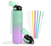 Gourde Isotherme 1L, Gourde Inox avec Paille, Étanche et Réutilisable, Bouteille Sport sans BPA,pour l'École, Cyclisme, Extérieur, Camping