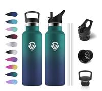 Gourde Isotherme 500ml, Bouteille Isotherme Double Paroi, Gourde Inox aver Paille, sans BPA, Étanche & Réutilisable, Bouteille Isotherme pour Enfant, Sport de Plein air, l'école, Bureau, Extérieur