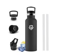 Gourde Isotherme, 500ML Double Isolation Thermique, Bouteille Isotherme, Avec Paille, Sans Bpa, Pour École, Bureau, Sport Et Randonnée