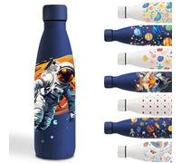 Gourde Isotherme, 500ml Gourde Enfant, Gourde Personnalisée avec Astronaute, Gourde Sport Sans BPA, Double Paroi Isolante, Bouteille d'eau anti Fuite, Thermos pour École, Bureau, Voyage, Sports, Blanc