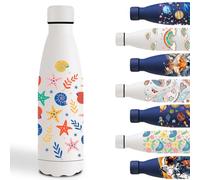 Gourde Isotherme, 500ml Gourde Enfant, Gourde Personnalisée avec Étoile de Mer, Double Paroi Isolante, Bouteille d'eau anti Fuite, Facile à Nettoyer, Thermos pour École, Bureau, Voyage, Sports, Blanc
