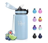 Gourde Isotherme 500ml, Gourde Inox avec Paille, Double Paroi Isolante, sans BPA, Anti-Fuite, Réutilisable, Portable, Bouteille D'eau pour l'École, le Camping, Sports, Outdoor