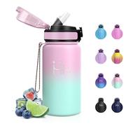 Gourde Isotherme 500ml, Gourde Inox avec Paille, sans BPA, Étanche Double Paroi, Bouteille d'eau Acier Inoxydable, Isotherme pour École, Sport, Bureau, Gym, Yoga, Camping