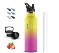 Gourde Isotherme, 750 ml Bouteille Isotherme, Gourde Inox, Anti Fuite, Gourd Paille, Double Isolation, Gourd Adulte, 24h Froid & 12h Chaud, Bouteille d'eau pour Aptitude, Voyage, Camping, Randonnée