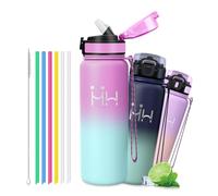 Gourde Isotherme 750 ml - Gourde - Bouteille Isotherme - Thermos Avec 6 Paille - Double Isolation - Gourdes Inox - Facile à Nettoyer - Bouteille Thermos, Bouteille d'eau pour Randonnée, Yoga, Sport