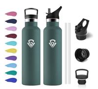 Gourde Isotherme 750ml, Bouteille Isotherme en Acier Inoxydable, Bouteille Isotherme Double Paroi, sans BPA, Gourde Inox avec Paille, Réutilisable, pour Enfant, Adultes, École, Randonnée, Jogging