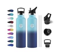 Gourde Isotherme 750ml, Bouteille Isotherme en Acier Inoxydable, Bouteille Isotherme Double Paroi, sans BPA, Gourde Inox avec Paille, Réutilisable, pour Enfant, Adultes, École, Randonnée, Jogging