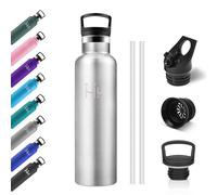 Gourde Isotherme 750ml, Gourde Acier Inoxydable, Bouteille d'eau avec Paille, Isolation À Double Paroi Sous Vide, Étanche et Réutilisable, sans BPA, pour Bureau, Gym, Cyclisme, Randonnée, Jogging