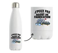 Gourde Isotherme Agent de Fabrication J'peux pas | Bouteille Inox Double Paroi 500 ml Froid 24 h Chaud 12 h | Sport Bureau Randonnée Vélo | Idée Cadeau Usine Noël Départ