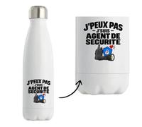 Gourde Isotherme Agent de Sécurité J'peux pas | Bouteille Inox Double Paroi 500 ml Froid 24 h Chaud 12 h | Sport Bureau Randonnée Vélo | Idée Cadeau Vigile Noël Départ