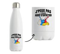 Gourde Isotherme Agent d'Entretien J'peux pas | Bouteille Inox Double Paroi 500 ml Froid 24 h Chaud 12 h | Sport Bureau Randonnée Vélo | Idée Cadeau Agent de Propreté Noël Départ