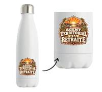 Gourde Isotherme Agent Territorial à la Retraite | Bouteille Inox Double Paroi 500 ml Froid 24 h Chaud 12 h | Sport Bureau Randonnée Vélo | Idée Cadeau Noël Départ