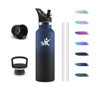 Gourde Isotherme avec Paille, 500ml Bouteille d’Eau Filtrante Sans BPA | Gourde 2 Pailles, Restent une Température Jusqu'à 12 Heures, Anti-Fuite Bouteille pour École le bureau ou le sport