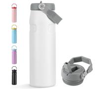 Gourde Isotherme avec Paille, 720ml Inox Sans BPA à Double Paroi, Anti-Fuite, Gourde Paille Adulte Grande Capacité, Water Bottle pour Sport, Bureau, École (Blanc)