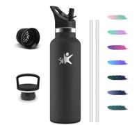 Gourde Isotherme avec Paille, 750ml Bouteille d’Eau Filtrante Sans BPA | Gourde 2 Pailles, Restent une Température Jusqu'à 12 Heures, Anti-Fuite Bouteille pour École le bureau ou le sport