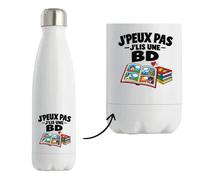 Gourde Isotherme Bandes Dessinées J'peux pas | Bouteille Inox Double Paroi 500 ml Froid 24 h Chaud 12 h | Sport Bureau Randonnée Vélo | Idée Cadeau Bédéphile Noël Départ