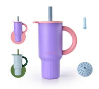 Gourde Isotherme Double Paroi JORDAN&JUDY Subor avec Paille en Acier - Grande Capacité pour Voiture, Gobelet Premium à Glace, Violette 920ml