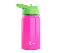 Gourde Isotherme Enfant 350ml, Rose - Anti-Fuite avec Paille et Poignée - 12h Froid - Isolation Double Paroi Acier Inoxydable - Tasse Facile à Boire - Bouteille Eau Écologique