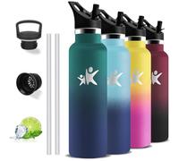 Gourde Isotherme, Gourde 1l, Sans BPA, Bouteille Isotherme, Anti Fuite, Bouteille Inox, Double Isolation, Gourde avec Paille, Facile à Nettoyer, pour Voyage, Camping, Aptitude, Randonnée