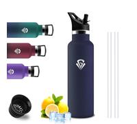 Gourde Isotherme- Gourde 500 ml- Thermos Isotherme Sans BPA- Bouteille Inox Anti Fuite- Double Isolation- Bouteille Isotherme Paille- Facile à Nettoyer, Bouteille d'eau pour Yoga, Voyage, Sport