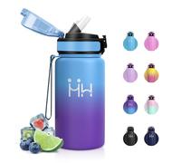 Gourde Isotherme Inox 500ml, Gourde avec Paille, Réutilisable, Anti-Fuite, sans BPA, Double Paroi Isolante, Bouteille pour Camping, Activités de Plein Air, Sports