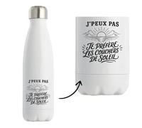 Gourde Isotherme J’peux pas je préfère les Couchers de soleil | Bouteille Inox Double Paroi 500 ml Froid 24 h Chaud 12 h | Sport Bureau Randonnée Vélo | Cadeau Homme Femme Anniversaire