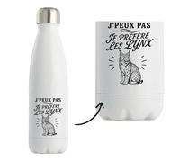 Gourde Isotherme J’peux pas je préfère les Lynx | Bouteille Inox Double Paroi 500 ml Froid 24 h Chaud 12 h | Sport Bureau Randonnée Vélo | Cadeau Homme Femme Anniversaire