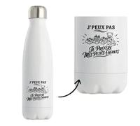 Gourde Isotherme J’peux pas je préfère mes Petits-enfants J'peux pas minimaliste | Bouteille Inox Double Paroi 500 ml Froid 24 h Chaud 12 h | Sport Bureau Randonnée Vélo