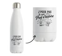 Gourde Isotherme J’peux pas je suis Prof d’histoire J'peux pas minimaliste | Bouteille Inox Double Paroi 500 ml Froid 24 h Chaud 12 h | Sport Bureau Randonnée Vélo | Cadeau Homme Femme Anniversaire