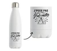 Gourde Isotherme J’peux pas je suis Prof de maths J'peux pas minimaliste | Bouteille Inox Double Paroi 500 ml Froid 24 h Chaud 12 h | Sport Bureau Randonnée Vélo | Cadeau Homme Femme Anniversaire