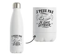 Gourde Isotherme J’peux pas je suis Vitrier | Bouteille Inox Double Paroi 500 ml Froid 24 h Chaud 12 h | Sport Bureau Randonnée Vélo | Cadeau Homme Femme Anniversaire