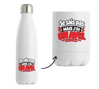 Gourde Isotherme Je sais pas, mais j'ai un avis. Expressions Françaises | Bouteille Inox Double Paroi 500 ml Froid 24 h Chaud 12 h | Sport Bureau Randonnée Vélo | Idée Cadeau Noël Départ
