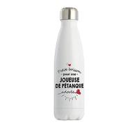 Gourde Isotherme Joueuse de pétanque adorée femme | Bouteille 50cl Idée Cadeau Femme Humour Collègue famille Anniversaire Noël