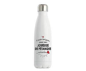 Gourde Isotherme Joueuse de pétanque adorée femme | Bouteille 50cl Idée Cadeau Femme Humour Collègue famille Anniversaire Noël