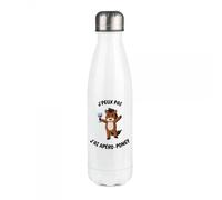 Gourde Isotherme "J'peux pas, j'ai apéro poney" - Acier Inoxydable, Double Paroi Sous Vide, Étanche - Disponible en Blanc, Rose ou Violet - Bouteille Réutilisable 500 ml (Blanc)
